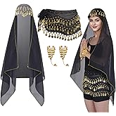 Tayfremn 4Pcs Gypsy Costume Women Halloween Gypsy Outfit Accessories Belly Dancer Costumes Women Pirate Accessories