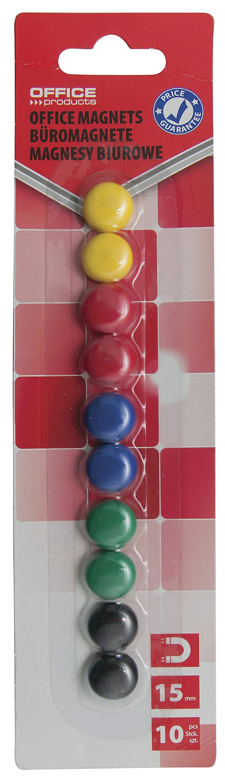 Display Magnets Office Products Round Diameter 15mm 10pcs Blister Assorted Colors/Presentation/Type-Strong/Shape-Round/Material-Plastic/Magnet/Colour-Assorted Colours/Size-śr. 15mm