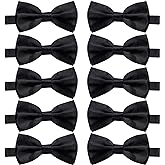 10 Pcs Elegant black Pre-tied Bow ties Formal Tuxedo Bowtie Set with Adjustable Neck Band,Gift Idea For Men And Boys