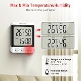 ThermoPro TP152 Hygrometer Indoor Thermometer with Clock, 3.3 inch Display view 3