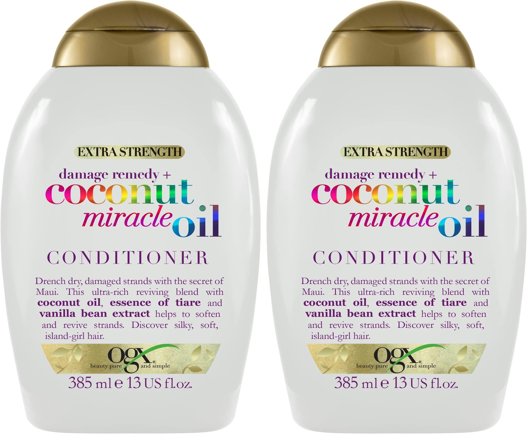 OGX Coconut Miracle Oil Conditioner for Damaged Hair, 385 ml (Pack of 2) — image 1