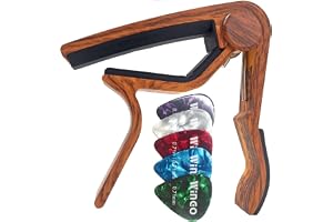 WINGO Guitar Capo for Acoustic and Electric Guitars - Rosewood Color with 5 Picks
