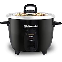 Elite Gourmet ERC2010B# Electric 10 Cup Rice Cooker with 304 Surgical Grade Stainless Steel Inner Pot Makes Soups, Stews, Gra