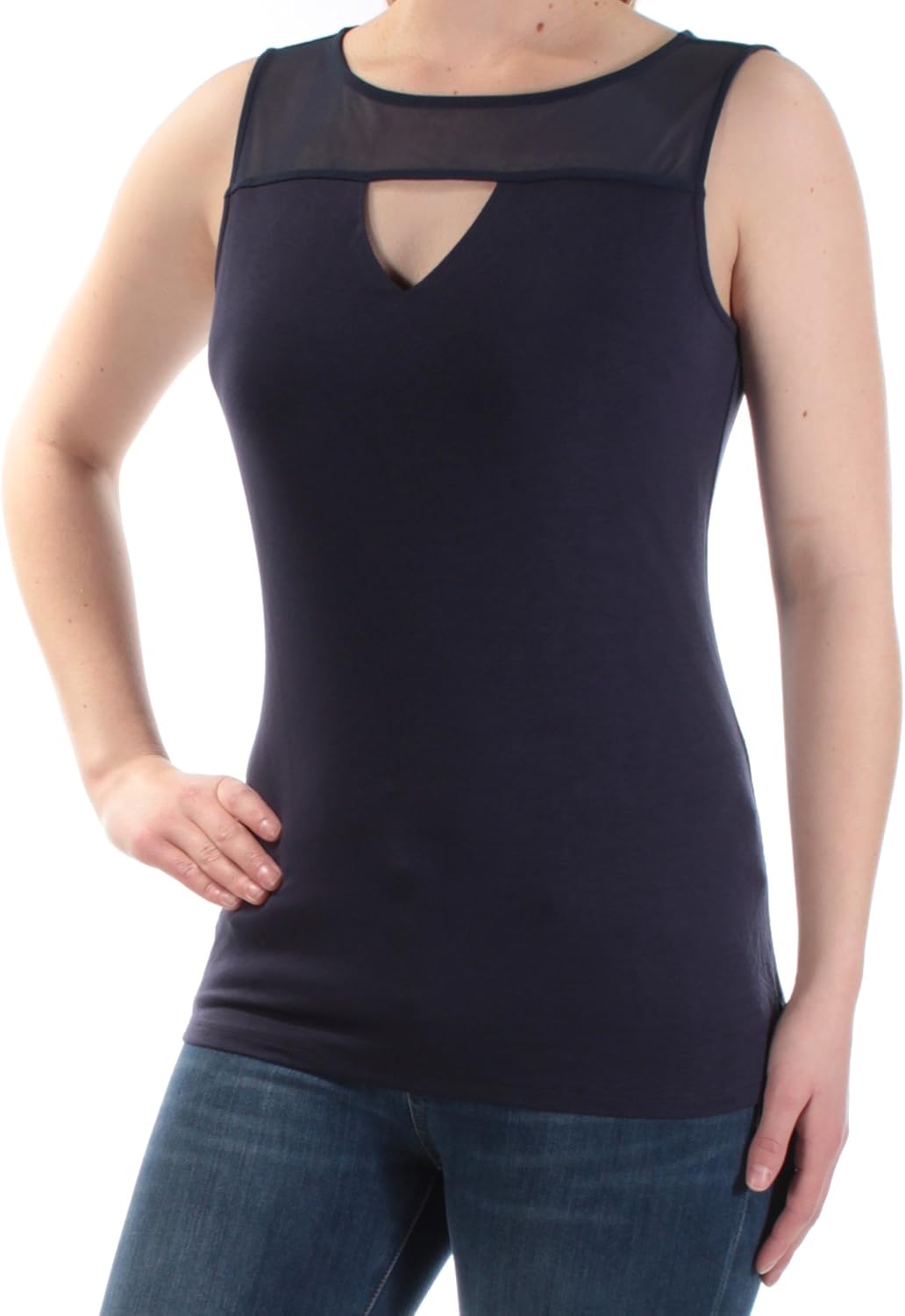 INC Womens Mesh Inset Keyhole Tank Top Navy XL at Amazon Women’s