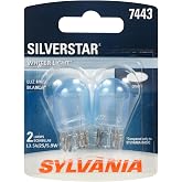 SYLVANIA 7443 SilverStar Mini Bulb, Daytime Running Light, 2 Bulbs | Brighter, Whiter Light for Daytime Running and Signal Use, a Crisp High-Performance Upgrade Over Standard Bulbs