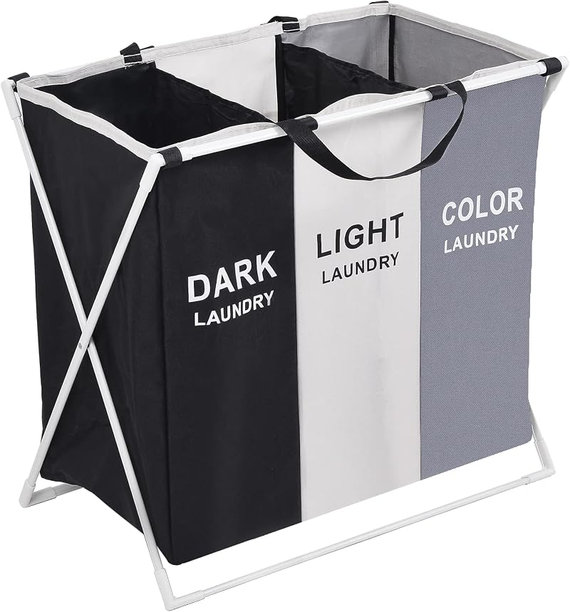 Rainberg 135L Collapsible Laundry Hamper with 3 Compartments