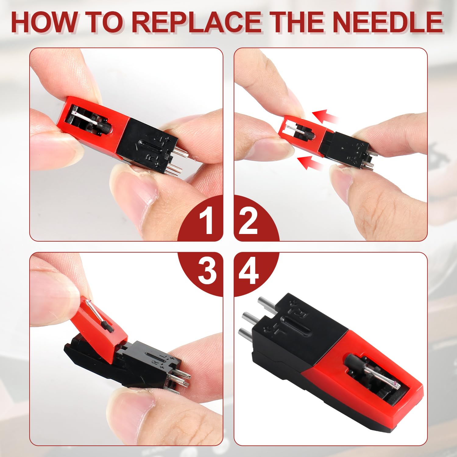 2pcs Universal Record Player Cartridge, Turntable Cartridges for Vinyl Records Diamond Stylus Needle Turntable Needle Record Player Needle for LP Phonograph, Victrola, ION, Crosley