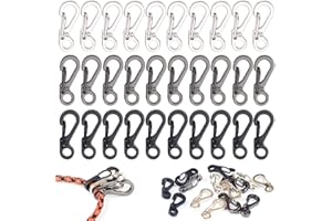 30PCS Mini SF Carabiner Clips Small Spring Snap Hook Tiny Carabiners Buckle Backpack Clasps EDC Keychain for Camping Bottle U
