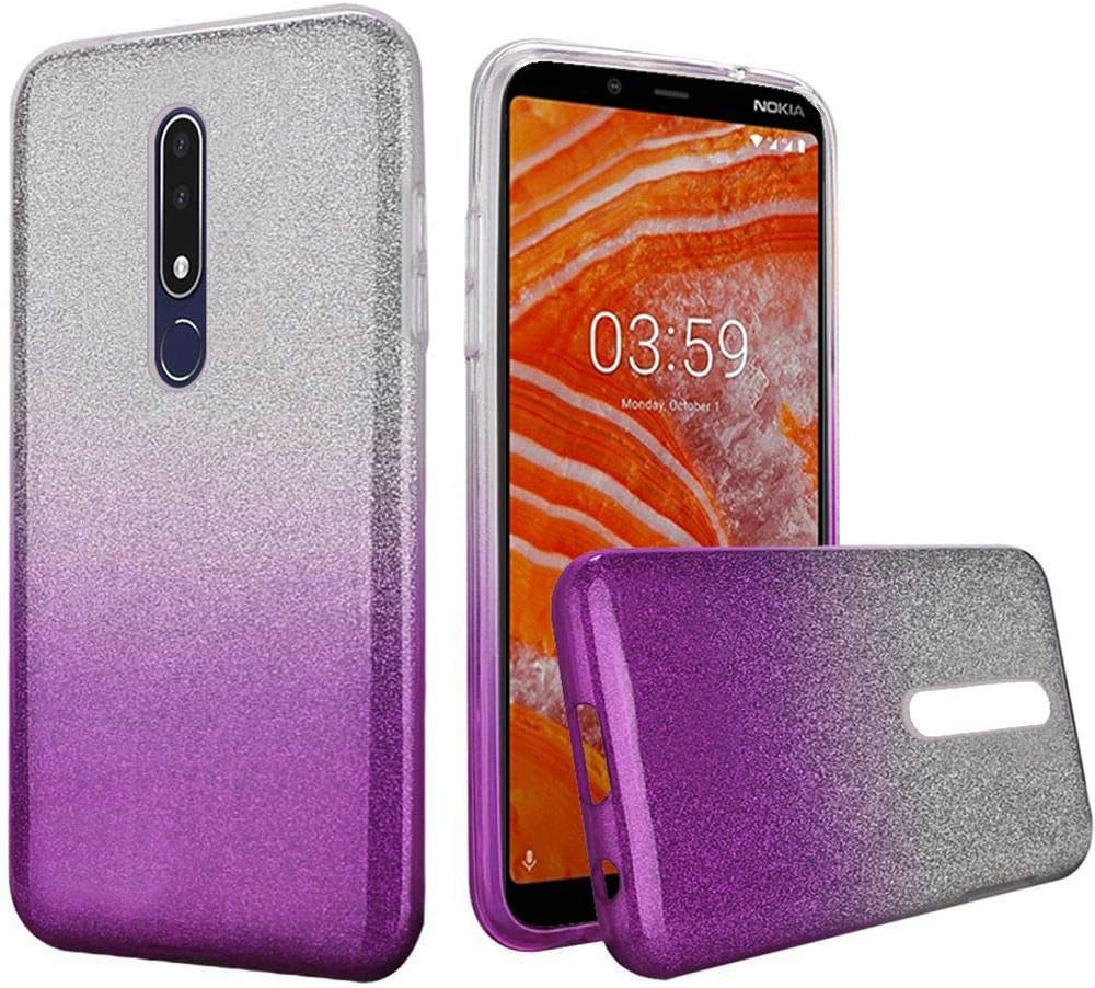 Wydan Case for Nokia 3.1 Plus - Glitter Bling Shockproof Slim TPU Phone Case Cover