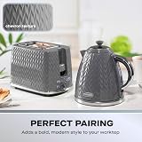 Daewoo Argyle Kettle and Toaster Set Plastic 1700 ml Grey 3 W view 3