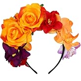 JTYKUYR Mexican Rose Flower Crown Headband Day of The Dead Flower Headband,Rose Crown Headpiece for Halloween Costume Wedding