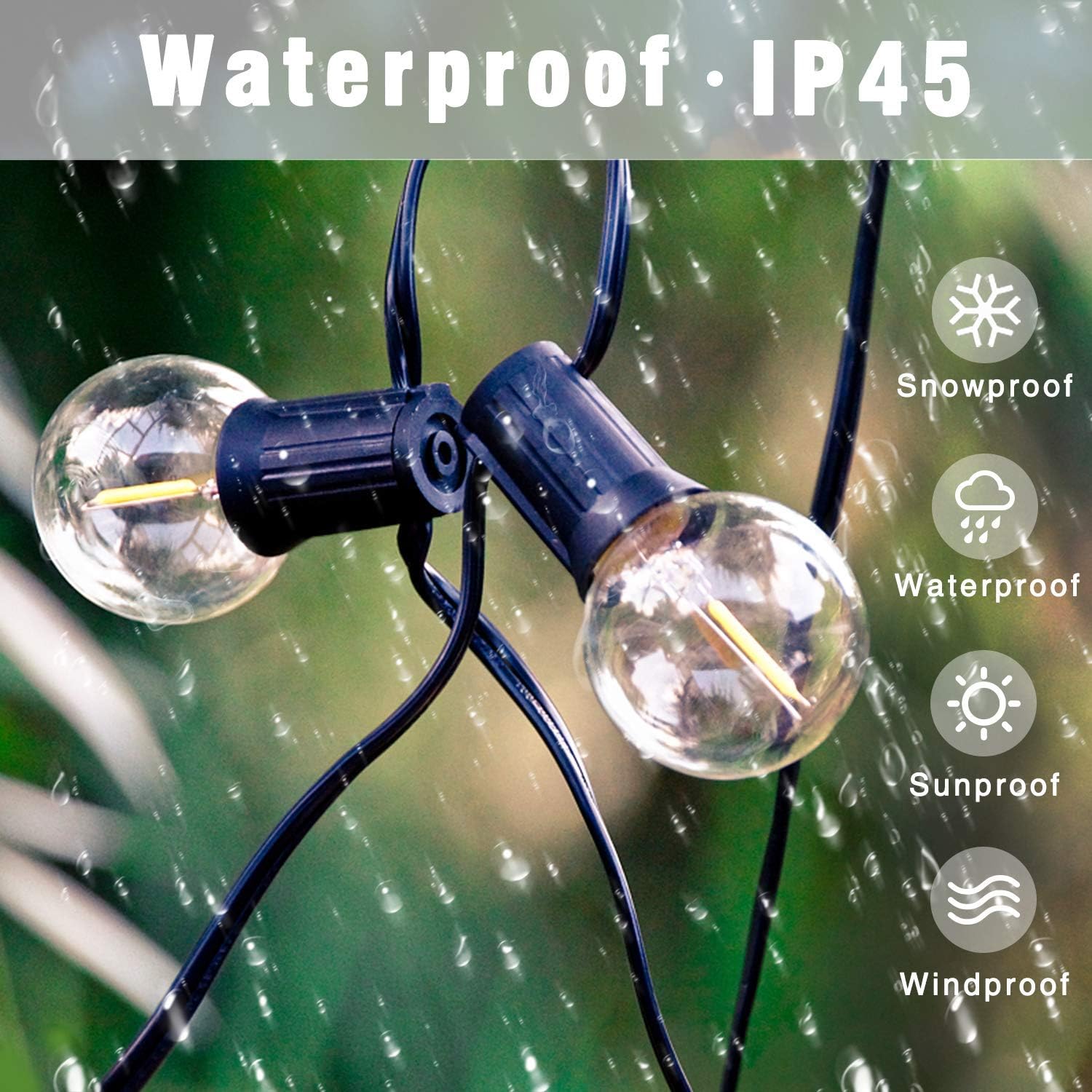 Svater Globe String Lights Outdoor,25FT Led Patio Lights with 23pcs E12 Socket, 25Pcs G40 1W Clear Glass Bulbs String for Cafe Bistro Backyard Garden: Home Improvement