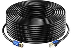 Cat8 Ethernet Cable 3ft Shielded,High Speed 40Gbps 2000MHz SFTP Flat Internet Network LAN Cable with Gold Plated RJ45 Connect