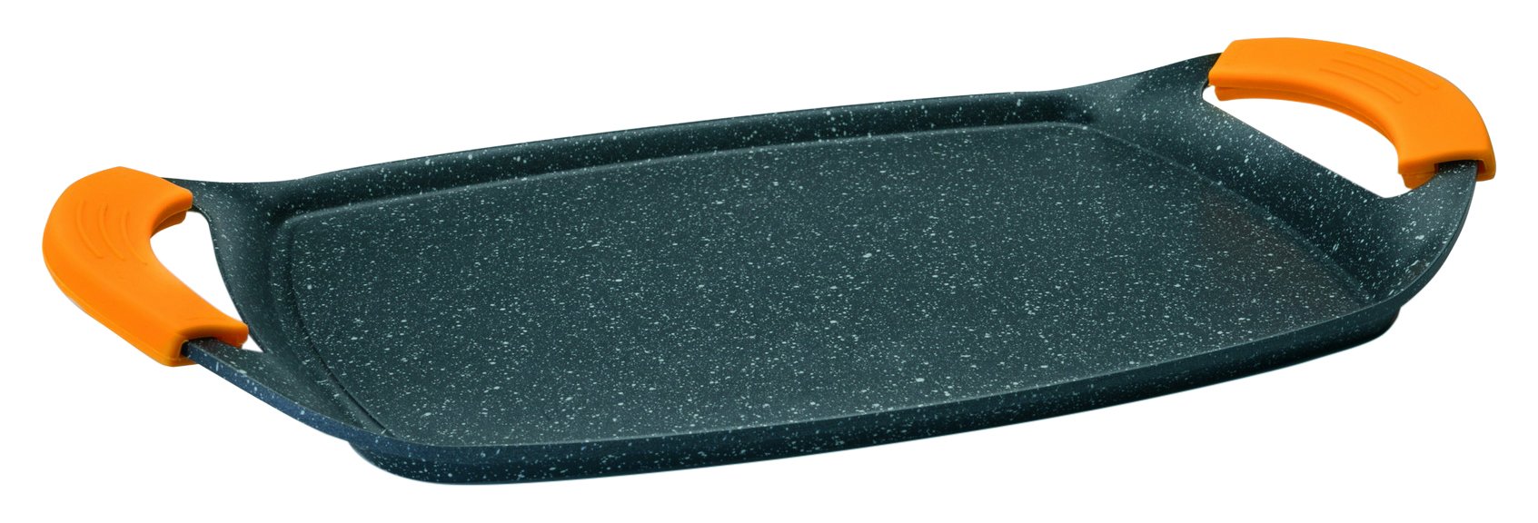 IBILI Basic Stone Griddle, 36 x 23 cm, Cast Aluminium, Stone-Style Non-Stick Coating, Suitable for Induction Hobs