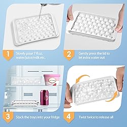 WIBIMEN Ice Cube Tray with Lid and Bin - Round Ice
