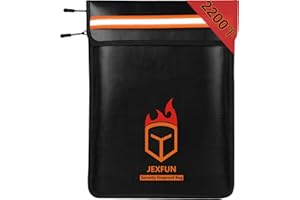 2023 Upgraded Fireproof Document Bag(2200℉,15”x11”), JEXFUN 2 Pockets Fire Proof Money Bag for Cash with Water-Resistant Zipper & Safe Strip, Important Document Organizer for Valuables, Peace of Mind