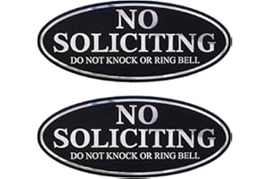 VENICOR 2PC No Soliciting Do Not Knock Or Ring Bell Sign, 7 x 3 Inches - Aluminum - No Solicitors Dont Ring Doorbell Sign For House Home Front Door - Strong Self-Adhesive - Premium Reflective Silver Finish