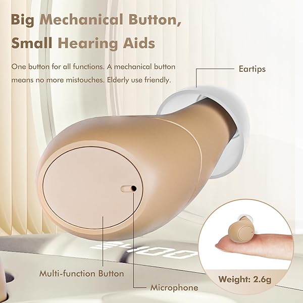 AUYEESNC OTC HEARING AIDS FOR SENIORS RECHARGEABLE HEARING AMPLIFIERS WITH NOISE CANCELLING FOR MILD TO MODERATE HEARING LOSS, IN EAR NEARLY INVISIBLE, AUTO ON/OFF, MEMORY FUNCTIONS, PORTABLE CHARGING CASE, LED DISPLAY ELDERLY-FRIENDLY