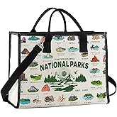 POFULL National Parks Checklist Gift Traveler Shoulder Bag National Park Hiking Gift US National Parks Tote Bag