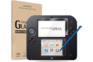 AKWOX (4pcs) Tempered Glass Top LCD Screen Protector + HD Clear Crystal Buttom LCD Screen Protective Filter for 2DS