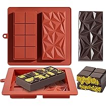 Webake Deep Chocolate Bar Molds 2-Pack - 1 Inch Thick Silicone Molds For Stuffed Bars