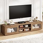 HSH 70 inch TV Stand for 75" TV,Entertainment Center for Living Room Under TV Storage Cabinet,Low Modern TV Media Console Wood with Sliding Doors for Bedroom,Rustic Oak