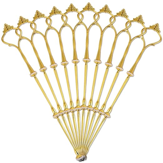 Surepromise 10 Set Gold Metallstange Mittellochausstech bis 3 Etage für Hochzeitstorte Etagere Tortenständer Tortenhalter Tor
