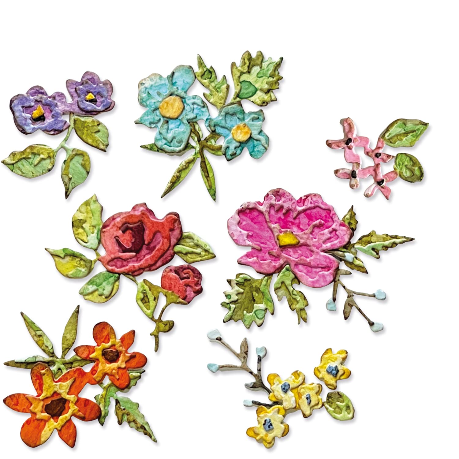 Sizzix Thinlits Die Set 14PK Brushstroke Flowers Mini by Tim Holtz, Multi-Colour, One Size
