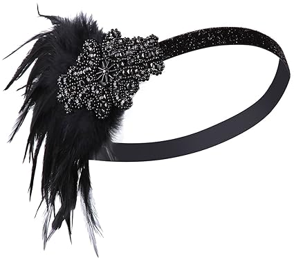 Fascigirl Womens Headpiece Vintage Flower Feather 1920s Headband