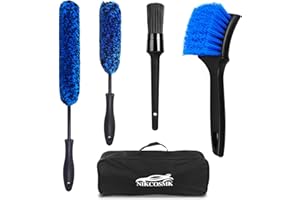 NIKCOSMK Wheel Brush, Wheel & Rim Cleaner Brush, Tire Brush, Wheel Cleaning Brush, Bendable & Durable Car Wheel Brush Set, Car Detailing Brushes, Wheel Brushes for Cleaning Wheels