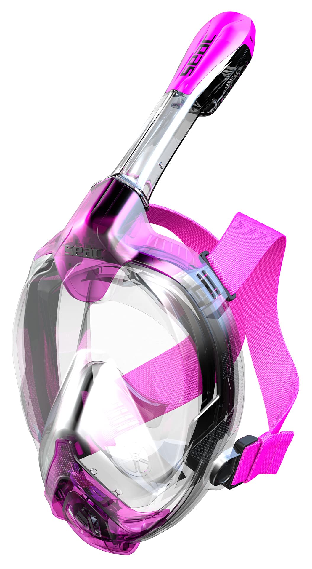 Seac Libera, New Generation Integrated Snorkeling Mask, Hypoallergenic Silicone, Quick Release, 4 Sizes, transparent/pink, XS/S
