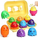 MOONTOY Toddler Toys Matching Egg Toys for Toddlers 1-3 Eggs Learning Montessori Toys Educational Color, Shapes and Sorting R