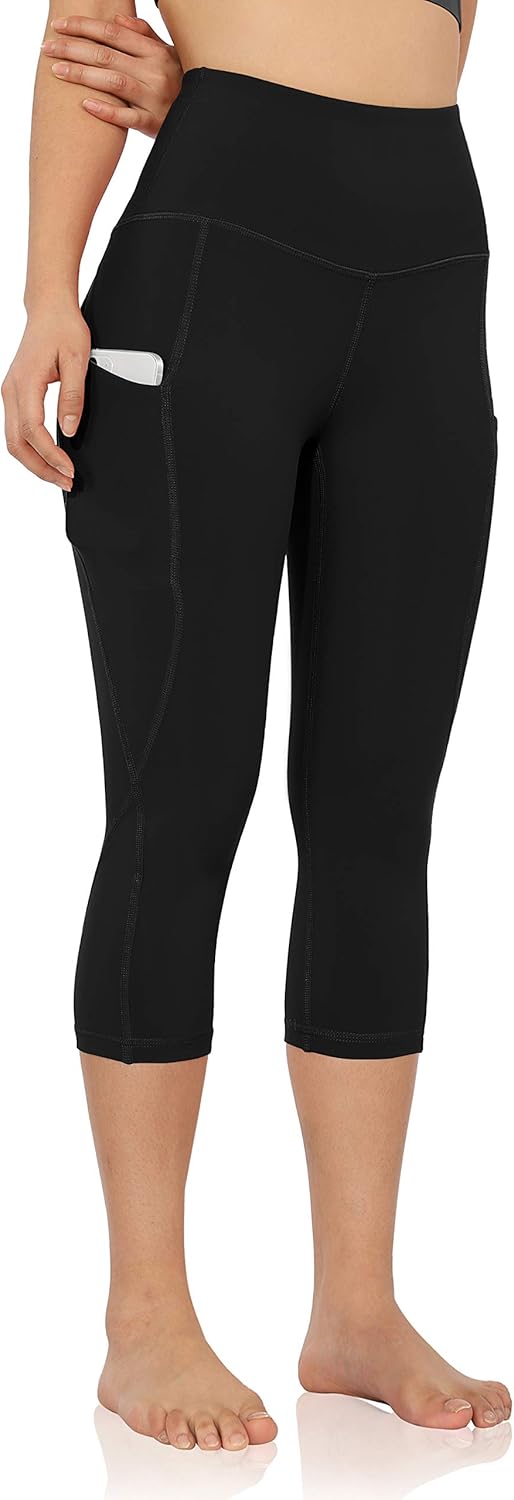 ODODOS Women's High Waist Yoga Capris with Pockets, Workout Sports Running Athletic Capris Leggings with Pocket: Clothing