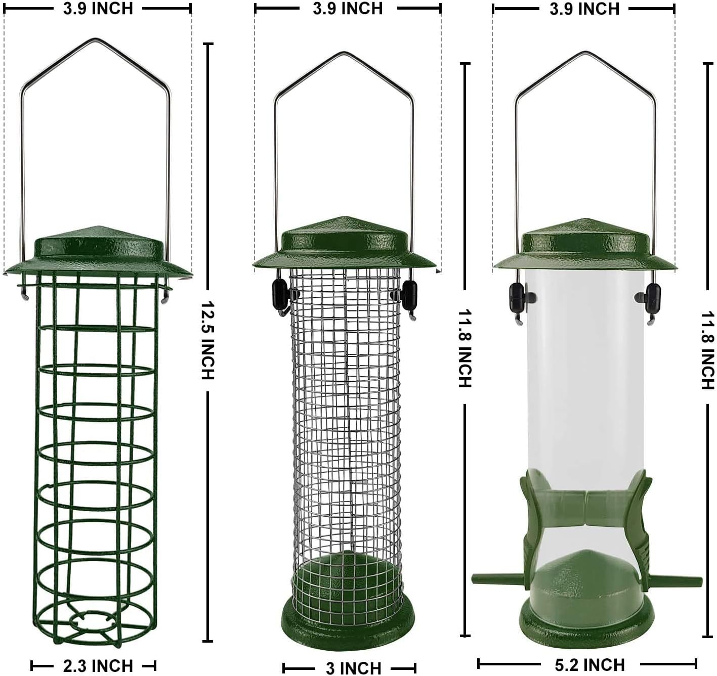 Urban Deco Metal Bird Feeders Hanging Station Fat Ball Bird Feeder Mesh Squirrel Feeder With Steel Hook Bird Seed Feeder - Image 3