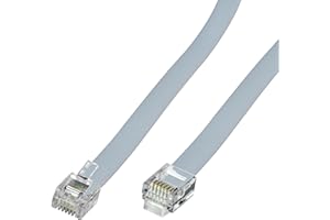 RJ11 6P6C Modular Telephone Extension Cable Phone Cord Line Wire Grey