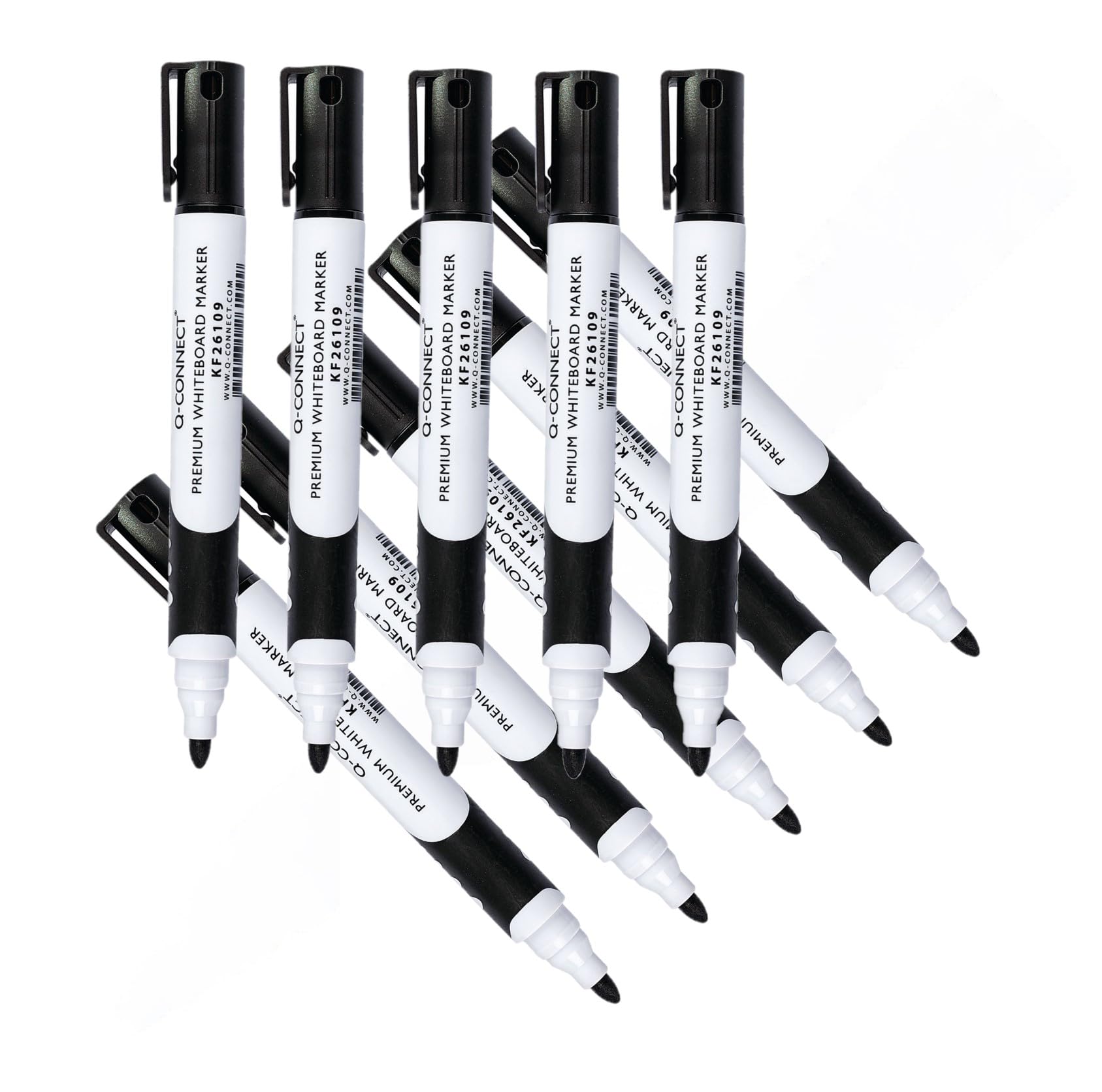 Q-Connect Bullet Tip Premium Whiteboard Marker (Pack of 10)- Black