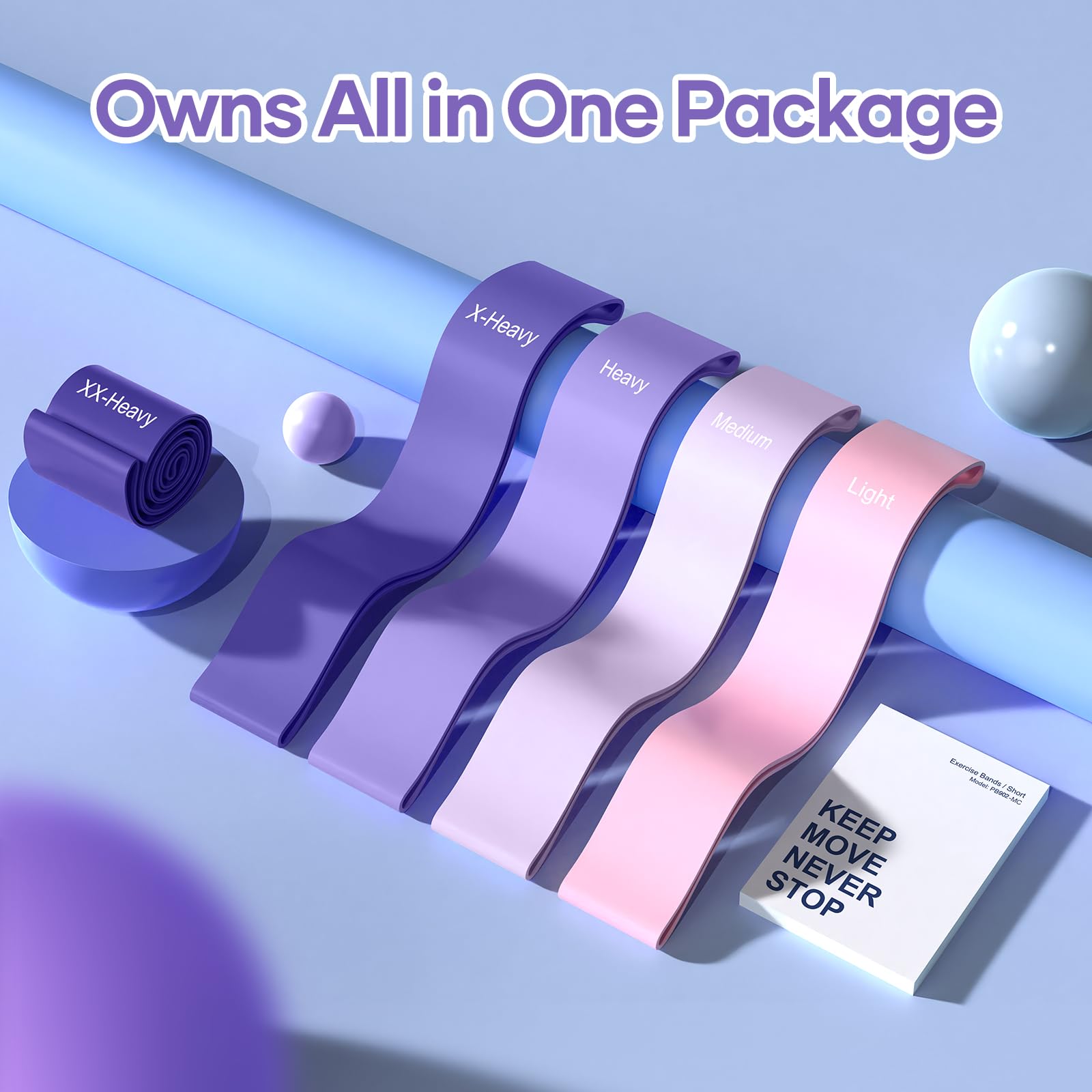 Fokky Fitnessbänder [5er Set], 100% Naturlatex Resistance Bands Widerstandsbänder mit Übungsanleitung auf Deutsch & Tragebeutel, Gymnastikband Fitnessband für Muskelaufbau Pilates Yoga 9