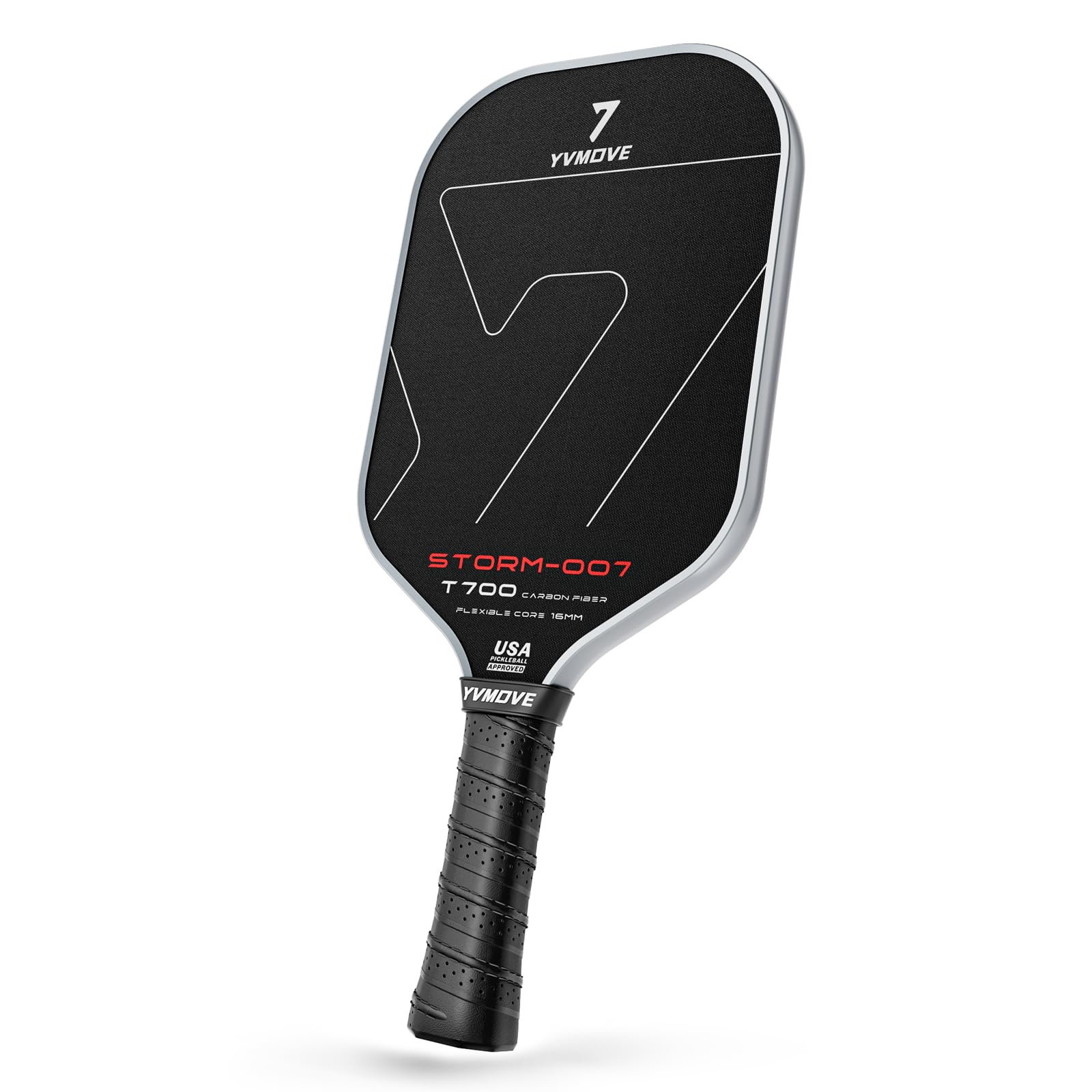Pickleball Paddle with T700 Raw Carbon Fiber Surface & 16mm STR-Core Power Polymer Core, Premium Pickle Ball Racket Designed for Ultimate Spin & Consistency, USAPA Approved Storm 007