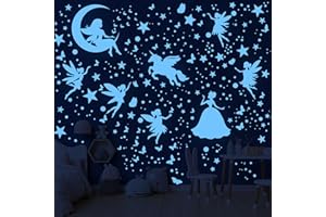 HUIMDERY Glow in the Dark Stars Unicorn Bedroom Decor for Girls - Fairy Butterfly Wall Decals, Space Galaxy Wall Stickers for Ceiling, Kids Nursery and Living Room Wall Decor