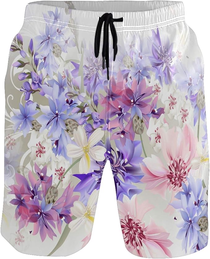 wwoman Bañador Corto de Playa para Hombre, Azul, Rosa, Violeta, Aciano