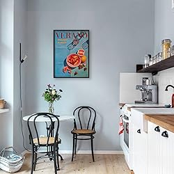 Summer Travel Food Fruit Wall Art Retro 70s Blue