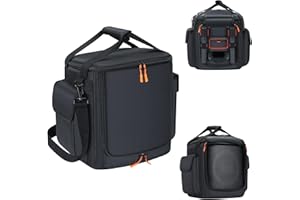 CXINESBAG Portable Speaker Bag Compatible with JBL Partybox Encore Essential 2/Essential,Padded Carrying Case Travel Bag with Shoulder Strap&Multi-Pockets Compatible with JBL Microphone,Accessories|Speaker Case