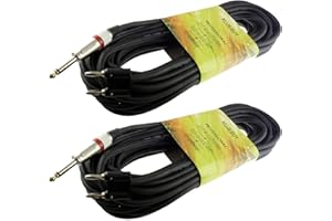 KUJOBUY 2 Pack 50ft 1/4 TS to Banana Plug 6.35mm TS Phono to Banana Plug Speaker Audio Cable HiFi Speaker Wire for DJ Application Mixer Headphone