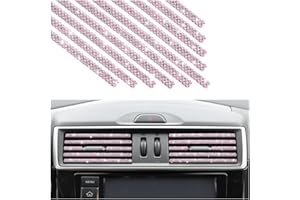 AUKEPO 10PCS Bling Car Air Vent Outlet Trim, Rhinestone Auto Air Conditioner Decoration Moulding Strip, DIY Bendable Crystal Sparkly for Women, Car Interior Accessories for Most Cars (Star/Pink)