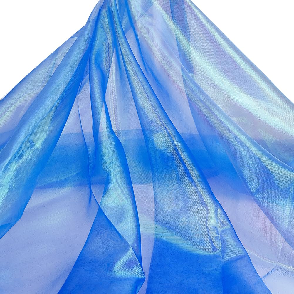 AHANDMAKER Sheer Iridescent Organza Fabric 59 Inch Wide 11 Yards Precut Silky Shiny Organza Fabrics for Shiny Photography Background, Wedding Dress, Fashion, Crafts, DIY Supplies - Blue