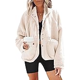 Nirovien Womens Fuzzy Fleece Jacket Button Down Sherpa Coats Casual Winter Warm Outwear with Pockets