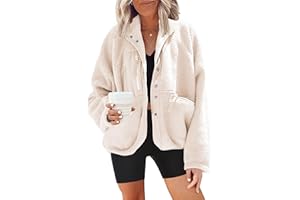 Nirovien Womens Fuzzy Fleece Jacket Button Down Sherpa Coats Casual Winter Warm Outwear with Pockets