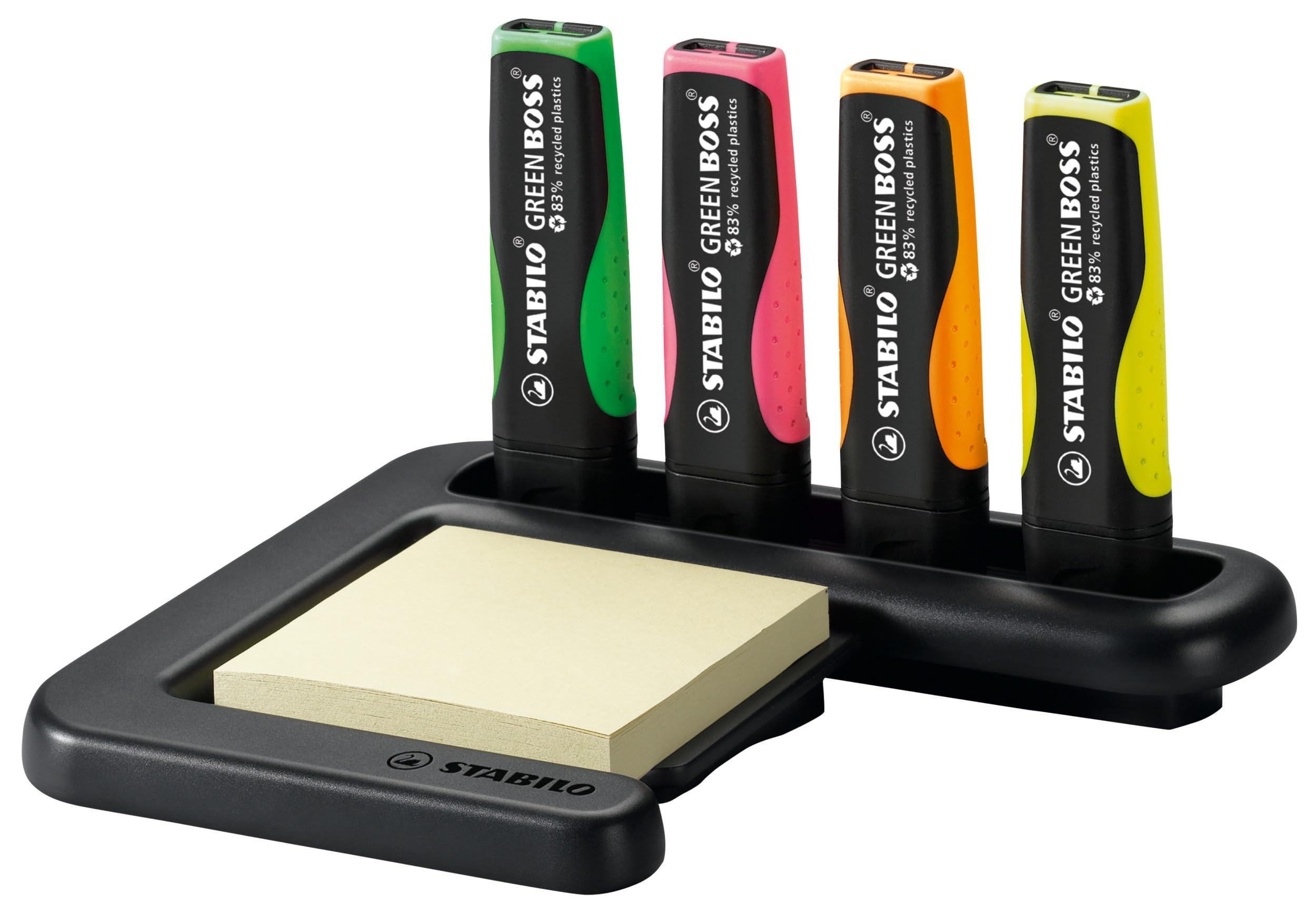 STABILO Eco-Friendly Highlighter GREEN BOSS - Deskset of 4 - Green, Pink, Orange, Yellow