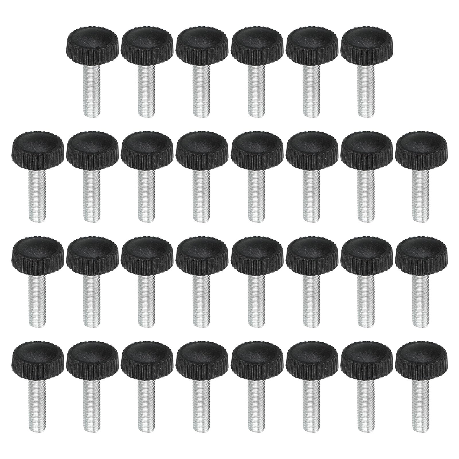 PATIKIL M5x20mm Knurled Thumb Screws, 30 Pack Male Thread Round Clamping Screws Knobs Hand Grip Bolts Mounting Fasteners for Lighting Furniture Hardware Black