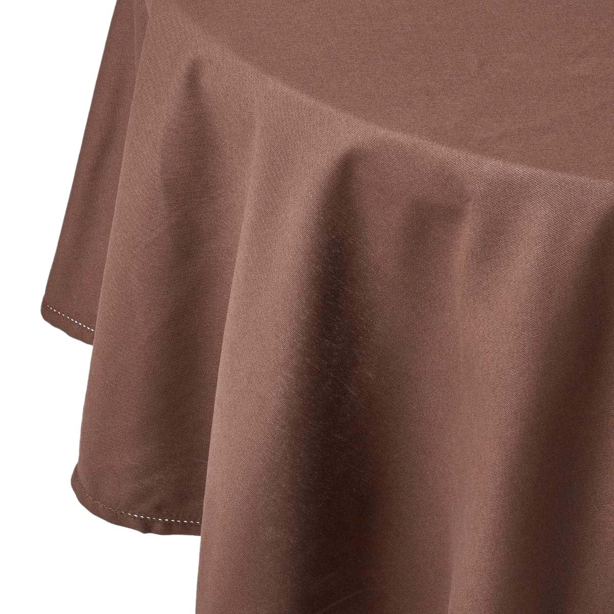 HOMESCAPES Brown Table Cloth, Plain Cotton Round Tablecloth, Handcrafted & Durable Dining Table Cover with Hem Stitch, Hypoallergenic, Washable, Chocolate Brown - 178cm — image 1